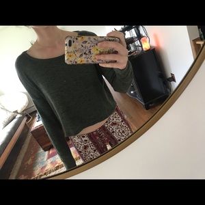 Green long sleeve crop top